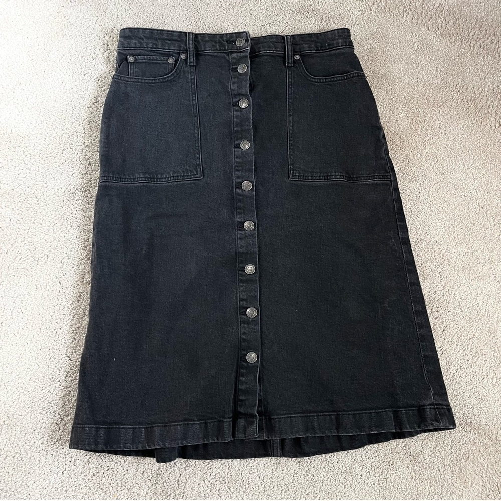 Ralph Lauren Black Button-Front Maxi Skirt